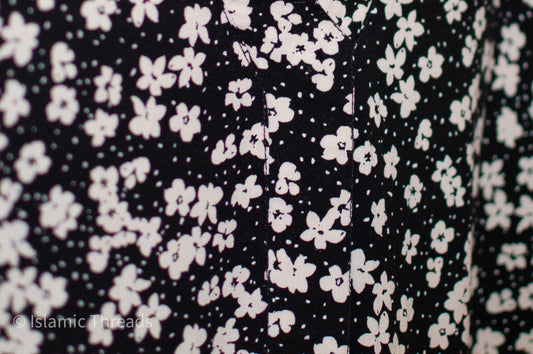 Women’s Abaya - Floral Black and White